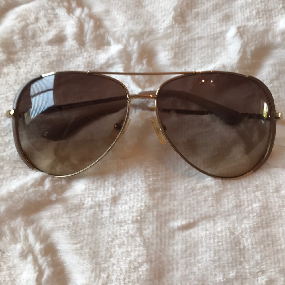 MICHAEL KORS Gold & Tan Aviator Sunglasses-Classy!